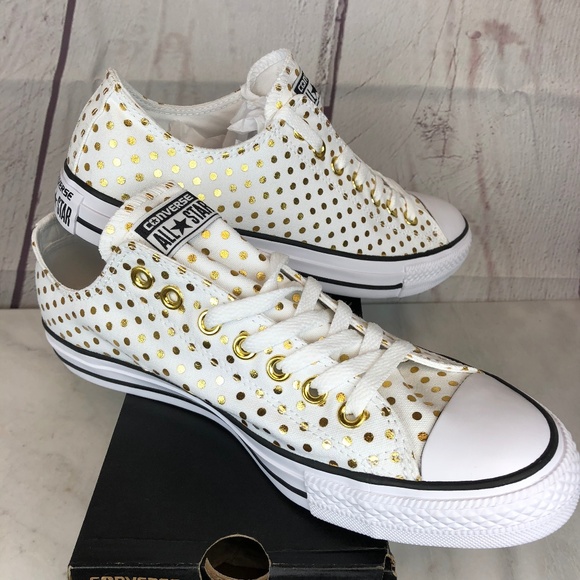 gold polka dot converse womens